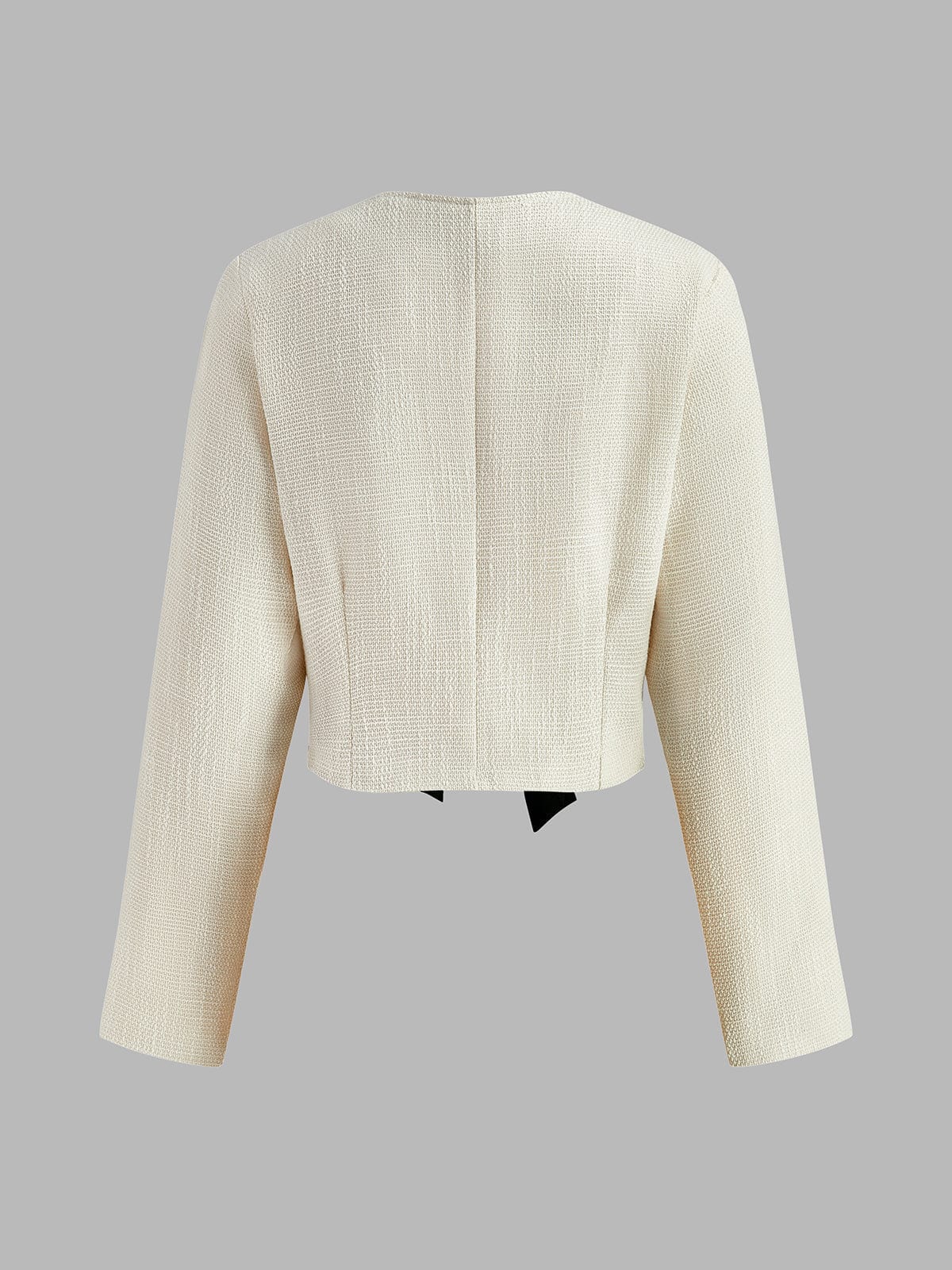 Weißer Blazer Damen Elegant mit schwarzen Schleifen Satin