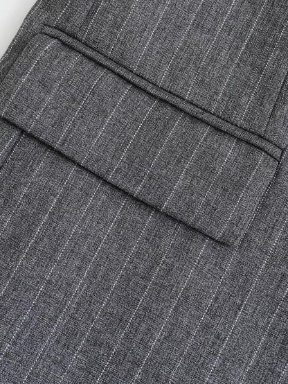 Damen Blazer Oversized Grau Streifen