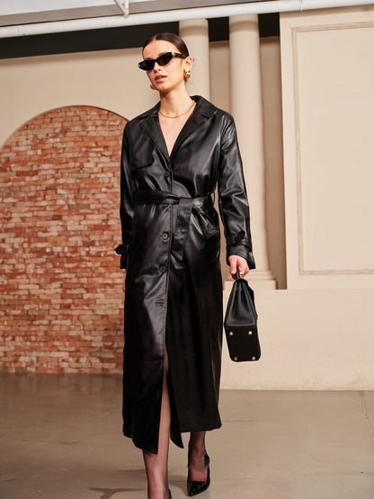 Leder-Trenchcoat Damen Elegant Luxus Qualität