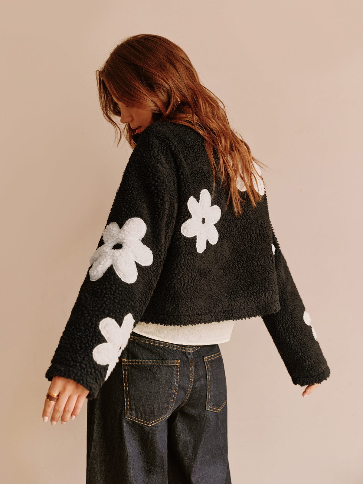 Frühjahrsteddyjacke Blumenmuster Frauen