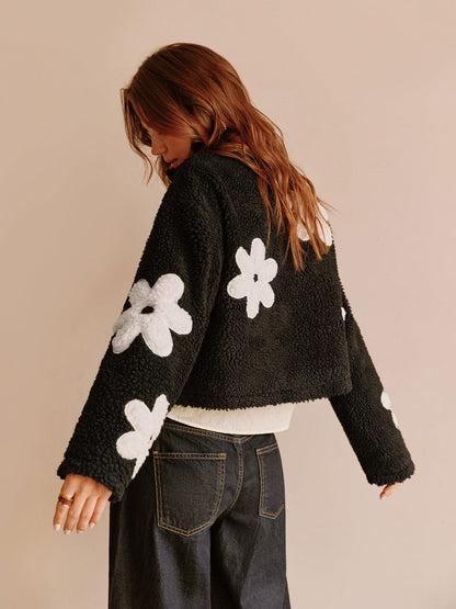 Frühjahrsteddyjacke Blumenmuster Frauen