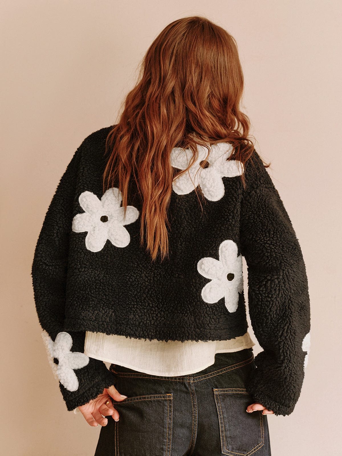 Frühjahrsteddyjacke Blumenmuster Frauen