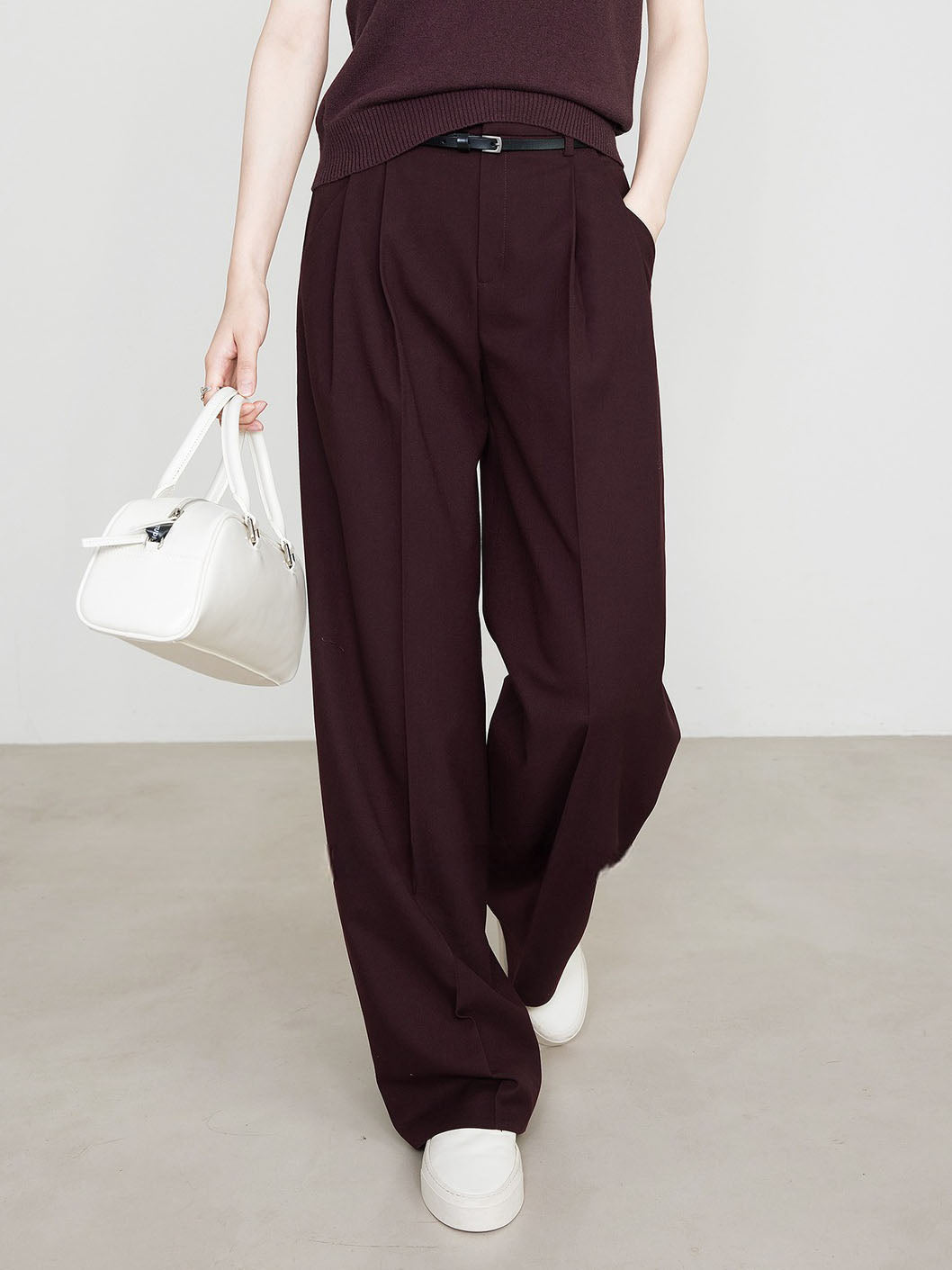 Elegante Bordeaux Chino Hose Damenschuhe Bequem
