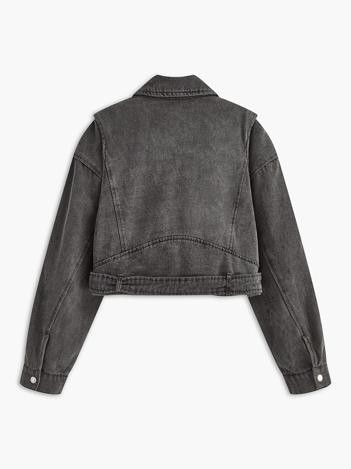 Schwarze Bikerjacke Damen Cropped Denim Rockstyle
