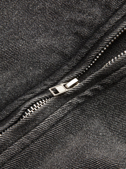 Schwarze Bikerjacke Damen Cropped Denim Rockstyle