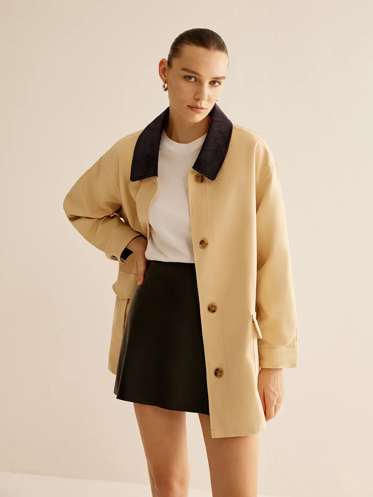 Hanna  | Baumwolljacke mit Kontrastkragen und Knöpfen Zendoo.de