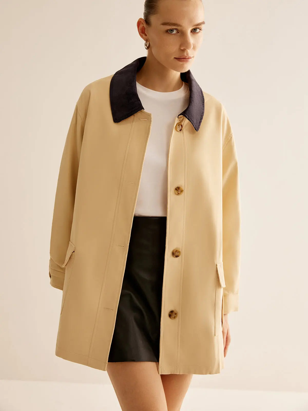 Hanna  | Baumwolljacke mit Kontrastkragen und Knöpfen Zendoo.de