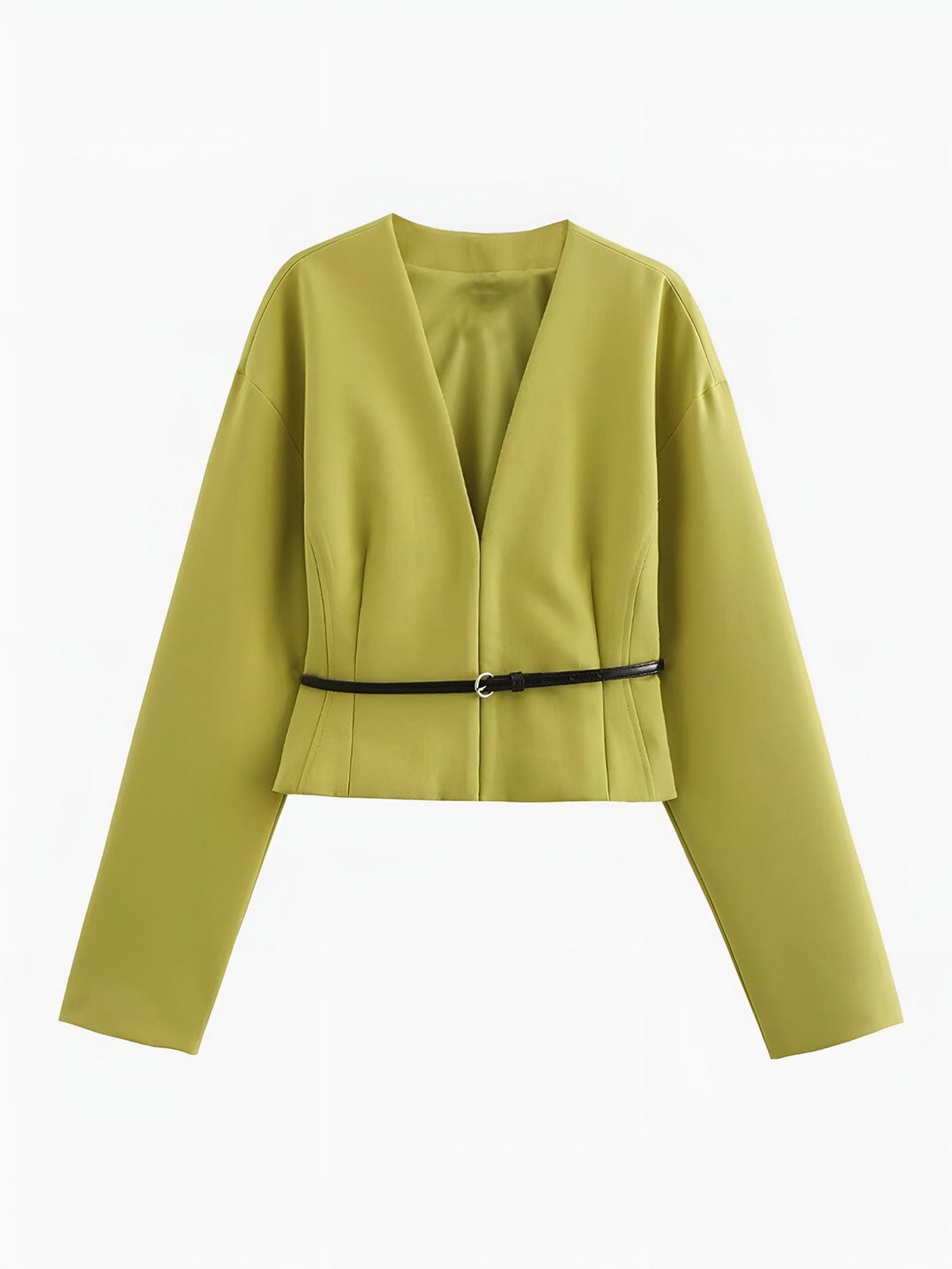 Damen Blazer V-Ausschnitt Slim Fit Mit Gürtel - BerlinGlamour