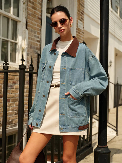 Jeansjacke Damen Kontrast Style Modern - BerlinGlamour