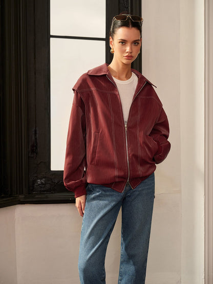 Bordeauxrote Damenjacke Sportlich Elegant