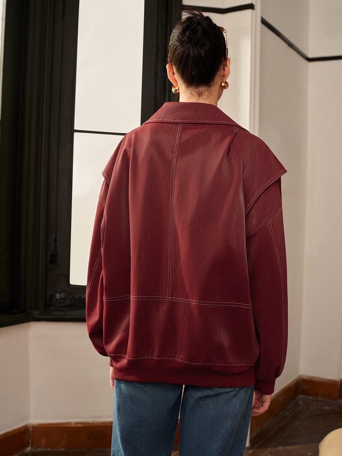 Bordeauxrote Damenjacke Sportlich Elegant