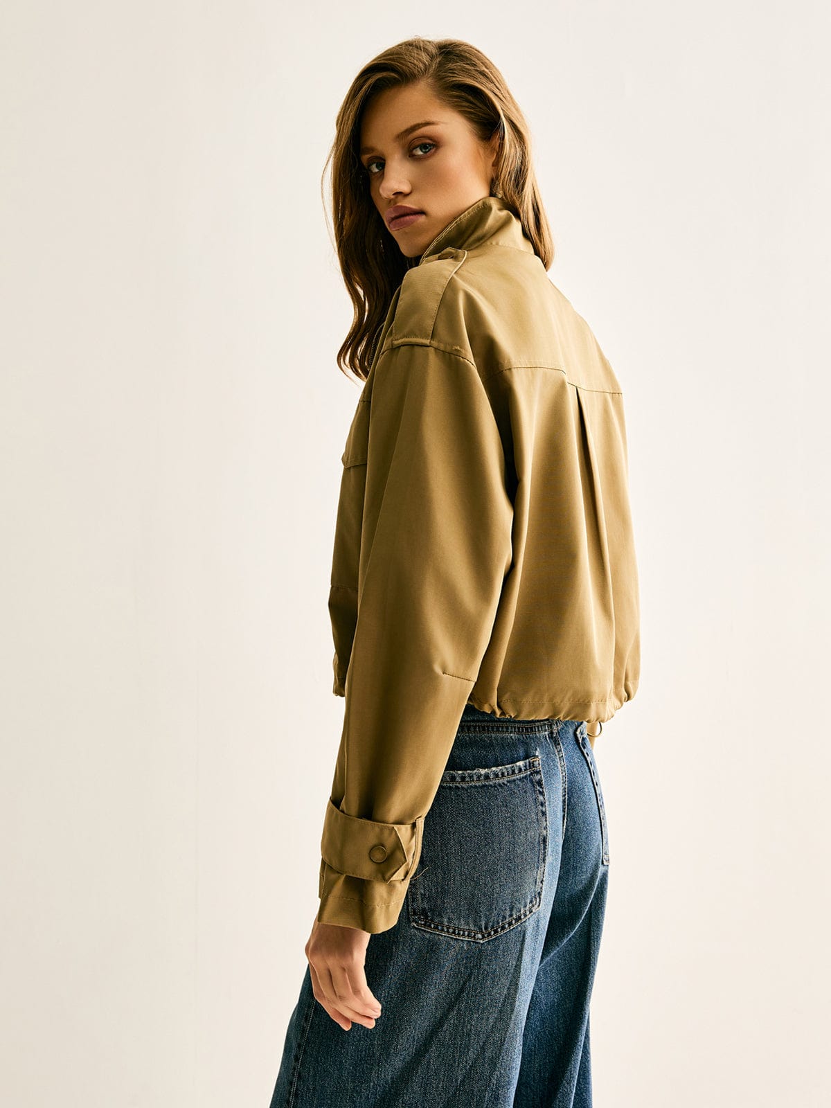 Cropped Jacke Damen Modern Lässig Vielseitig