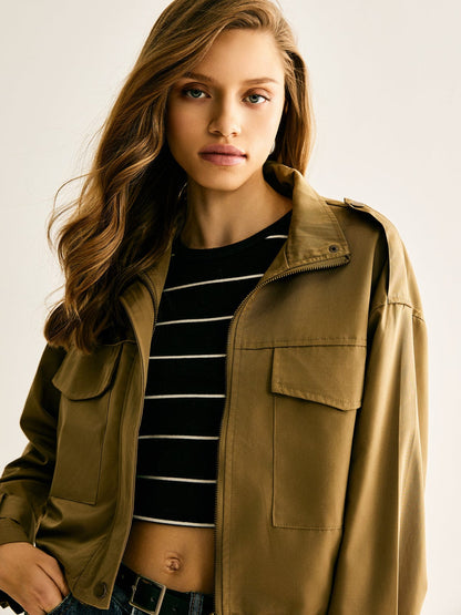 Cropped Jacke Damen Modern Lässig Vielseitig