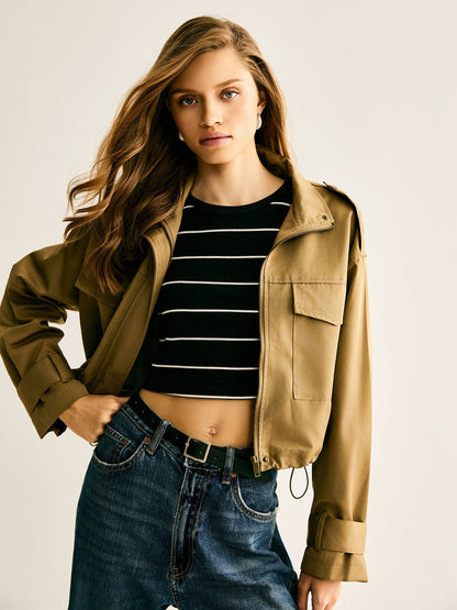 Cropped Jacke Damen Modern Lässig Vielseitig