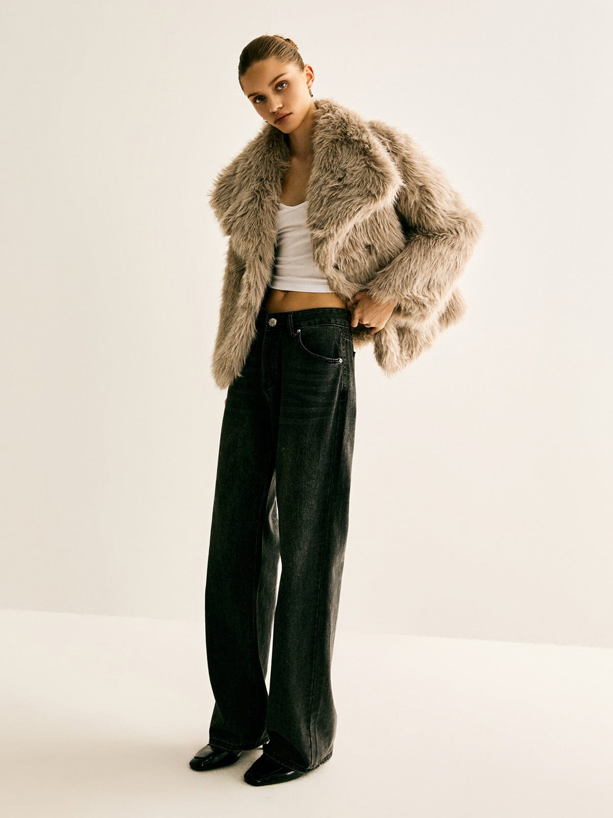 Kunstfelljacke Damen Luxus Warm Elegant