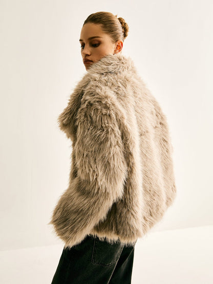 Kunstfelljacke Damen Luxus Warm Elegant
