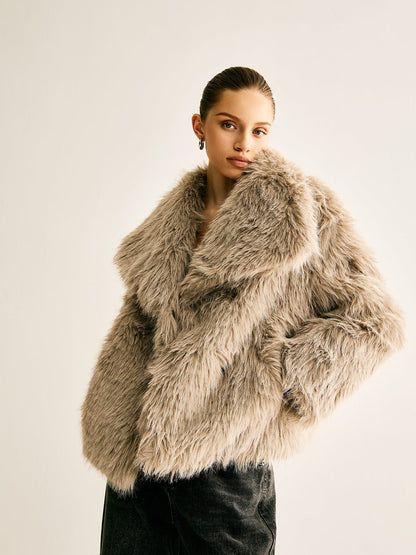 Kunstfelljacke Damen Luxus Warm Elegant