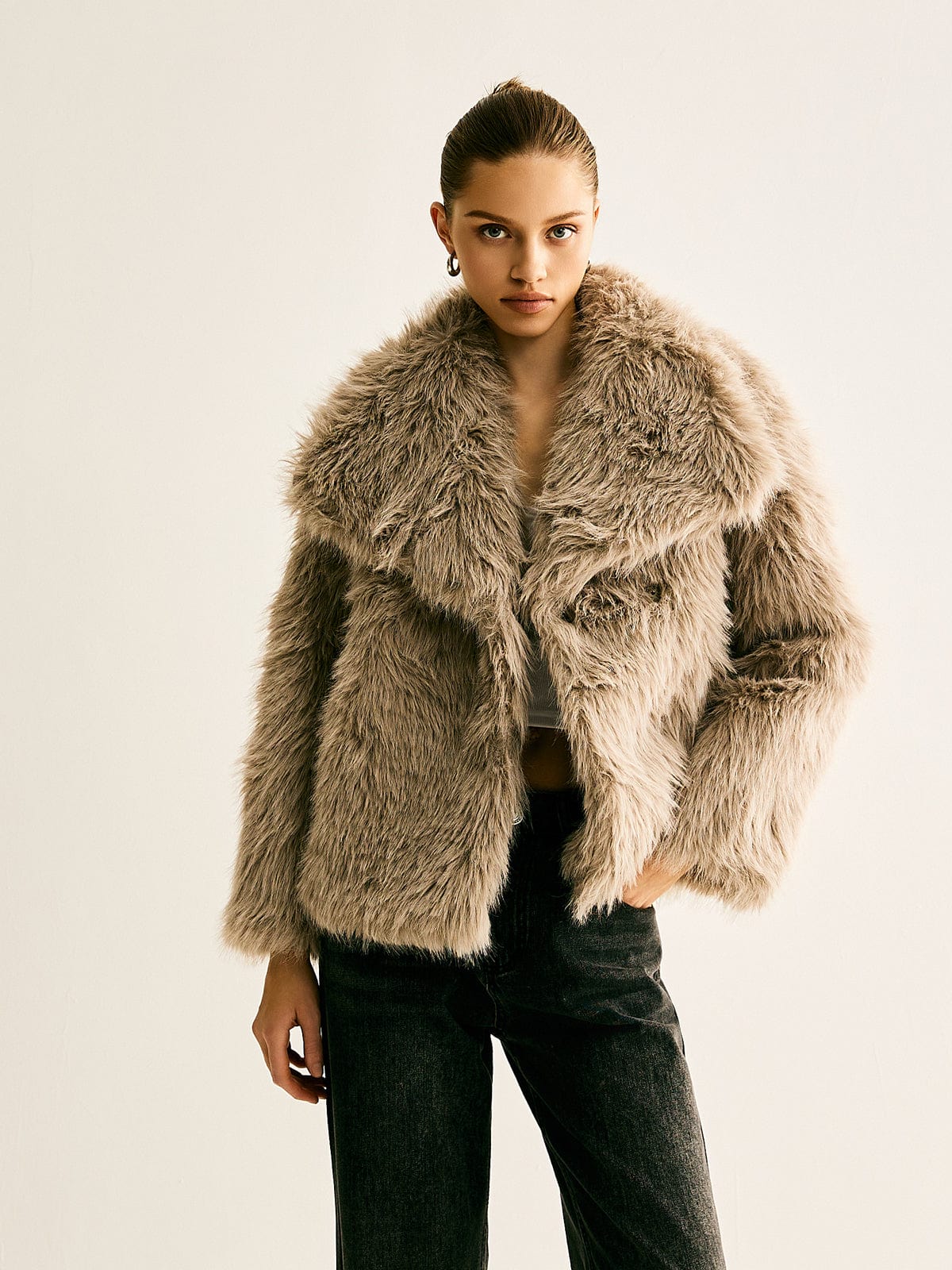 Kunstfelljacke Damen Luxus Warm Elegant
