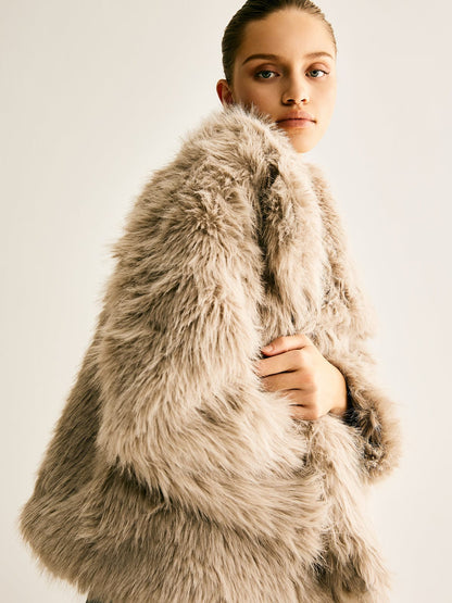 Kunstfelljacke Damen Luxus Warm Elegant