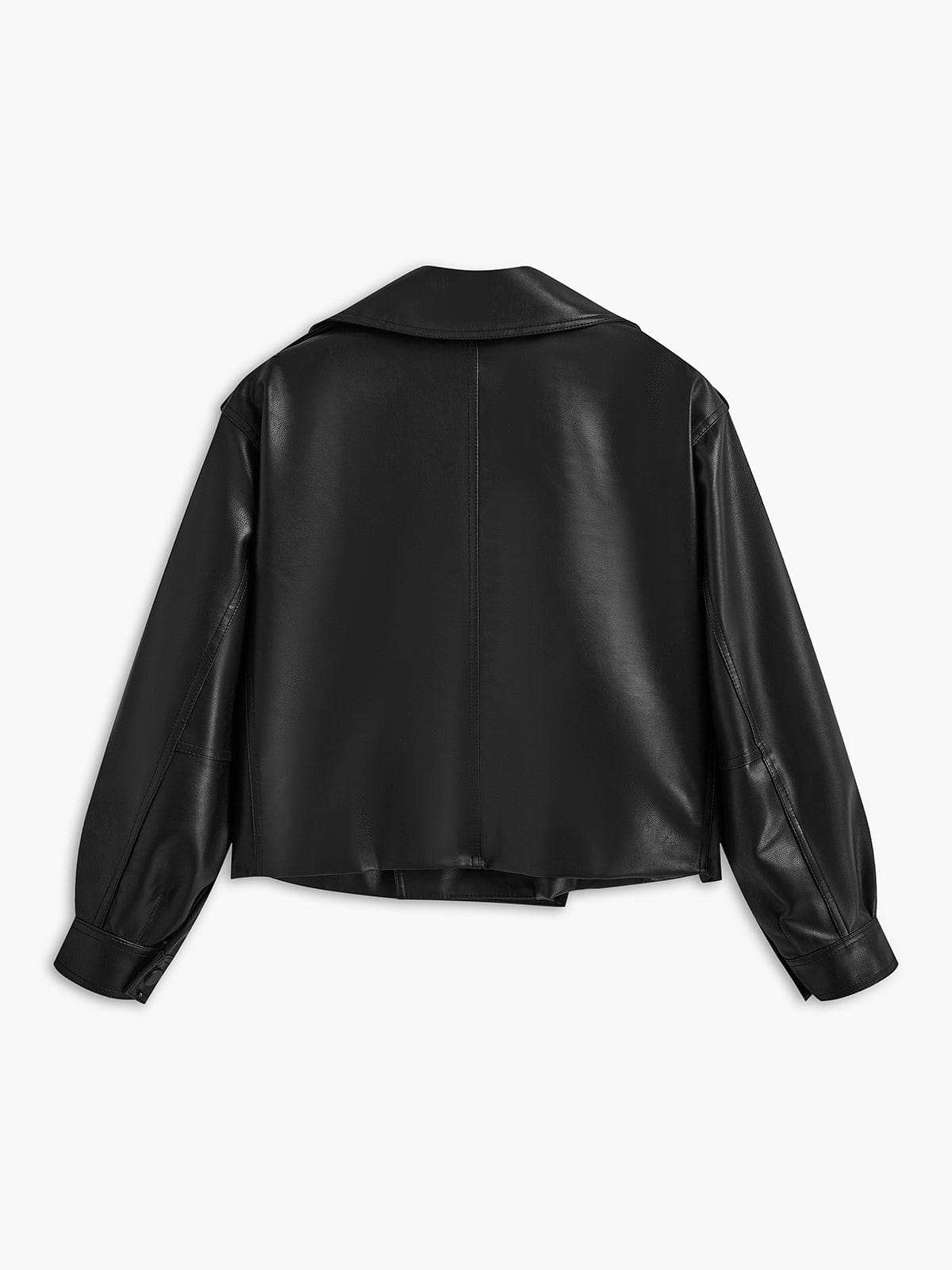 Schwarze Lederjacke Bikerstil Damen Modern