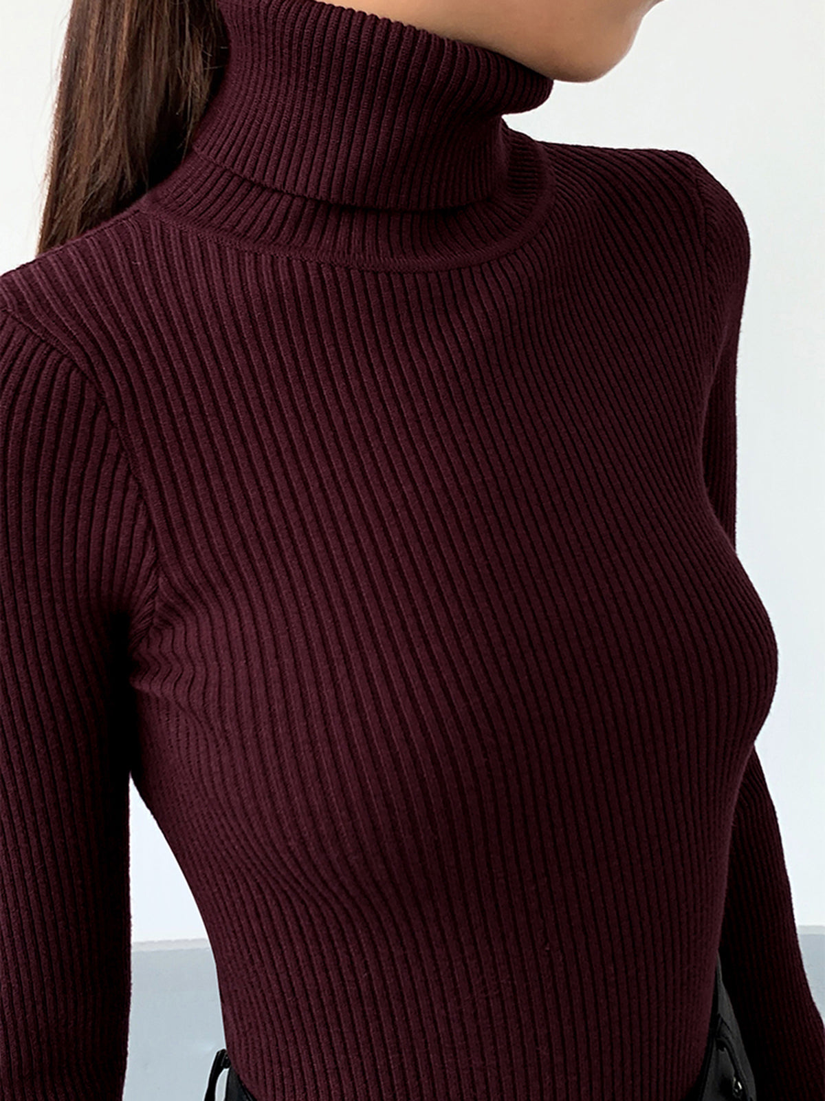 Damen Rollkragenpullover Frühling Stilvoll Gerippt