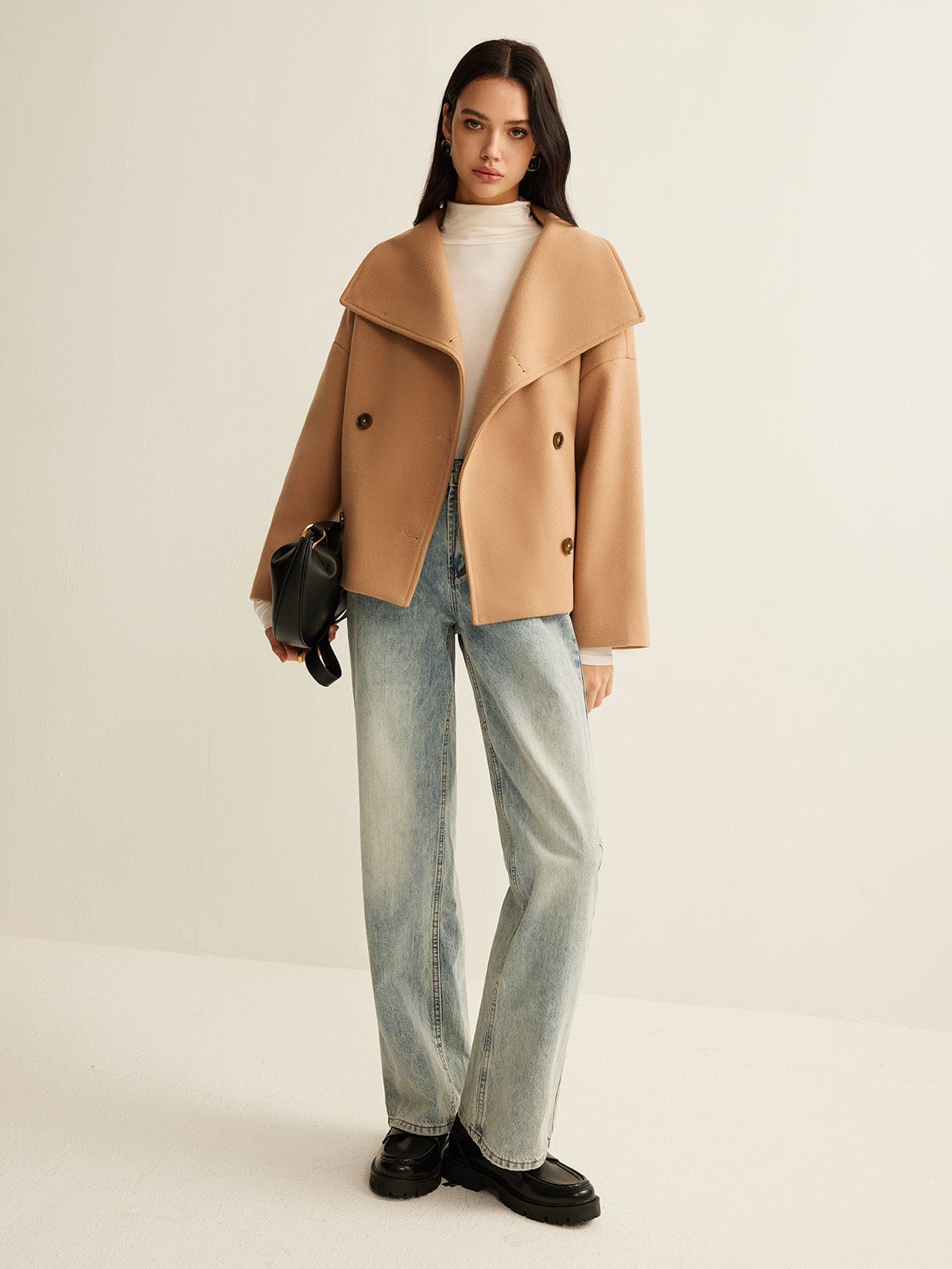 Cropped Mantel Zeitlos Modern Camel