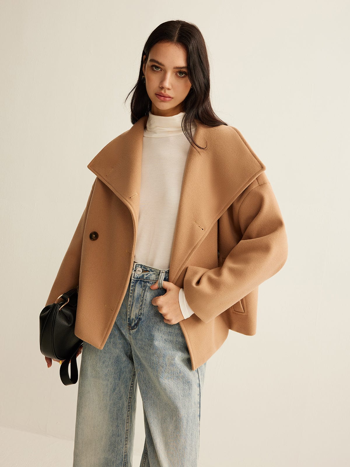 Cropped Mantel Zeitlos Modern Camel