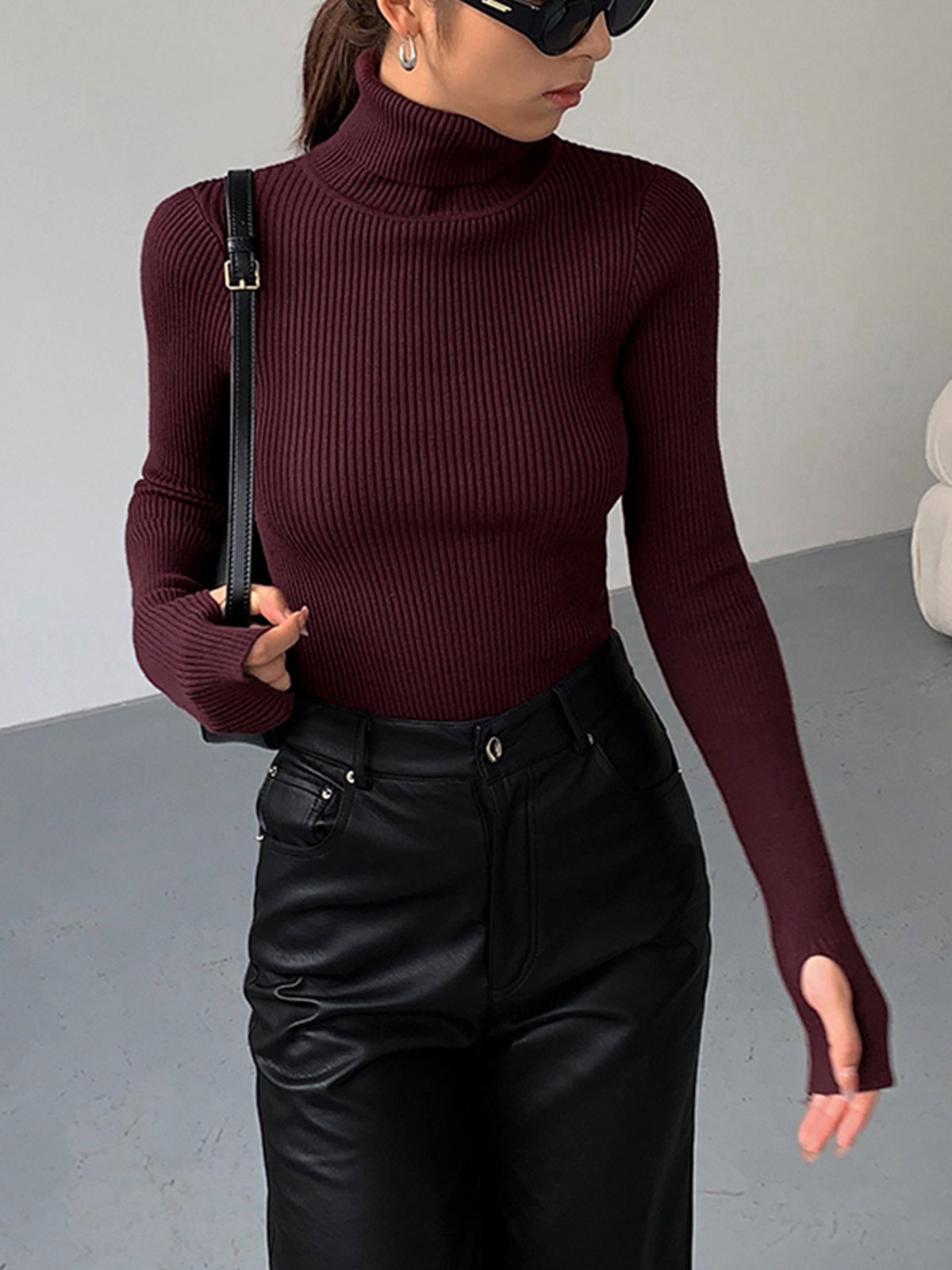 Damen Rollkragenpullover Frühling Stilvoll Gerippt