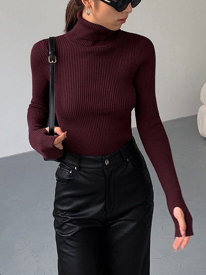 Damen Rollkragenpullover Frühling Stilvoll Gerippt