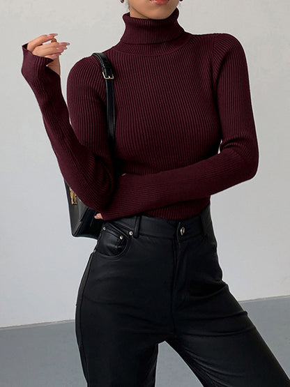 Damen Rollkragenpullover Frühling Stilvoll Gerippt - BerlinGlamour
