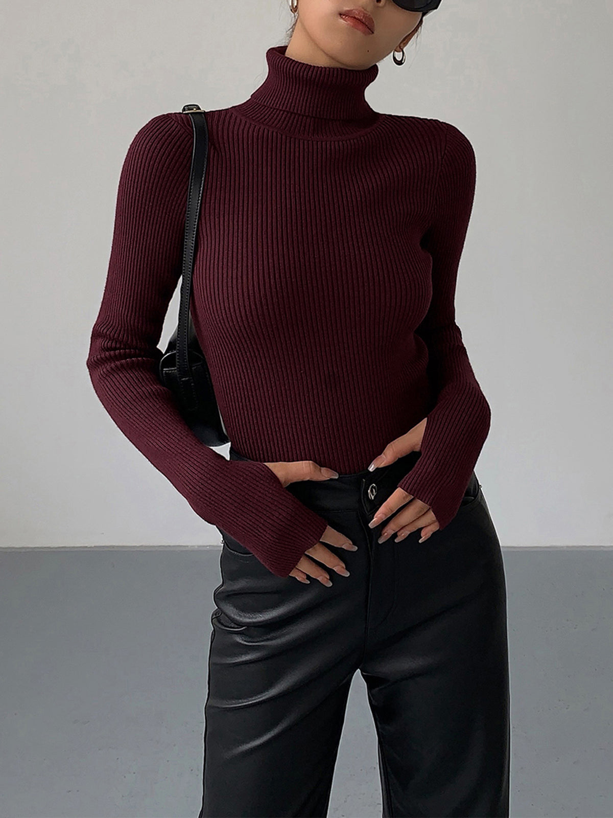 Damen Rollkragenpullover Frühling Stilvoll Gerippt