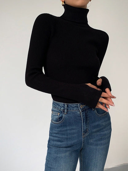 Damen Rollkragen Top Slim Fit Elegantes Oberteil