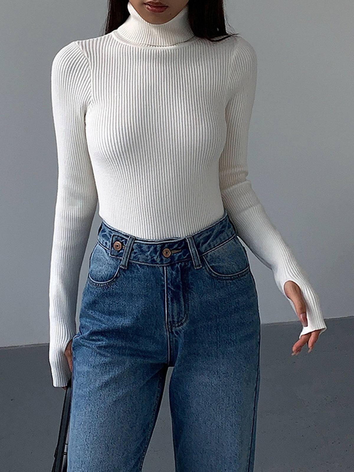 Damen Rollkragenpullover Frühling Stilvoll Gerippt