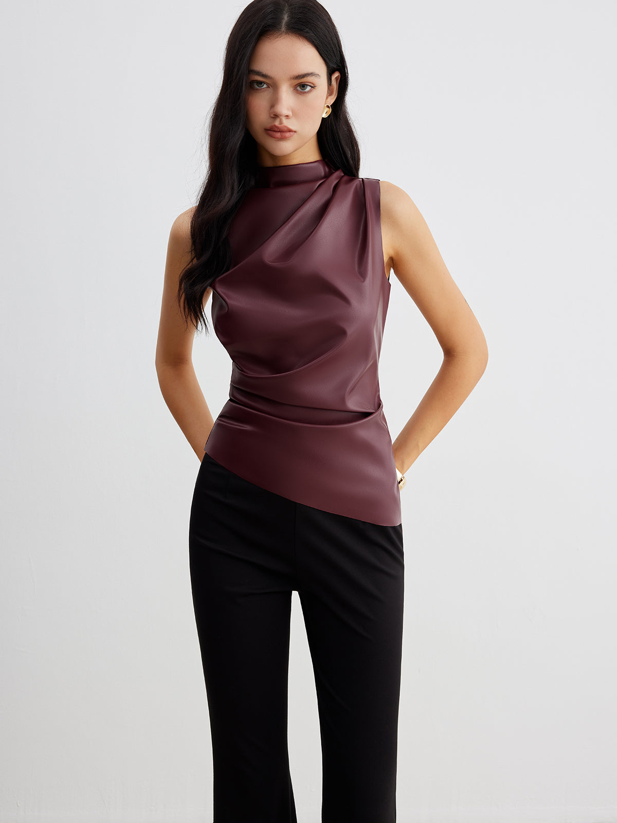 Kunstleder Tanktop Damen Trendy Modern
