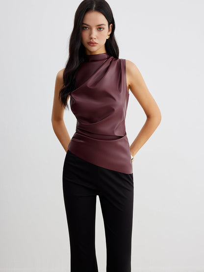 Kunstleder Tanktop Damen Trendy Modern