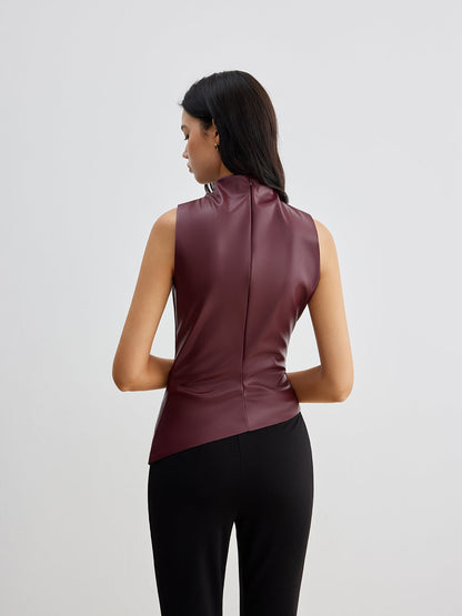 Kunstleder Tanktop Damen Trendy Modern