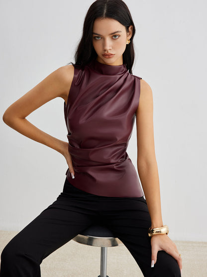 Kunstleder Tanktop Damen Trendy Modern