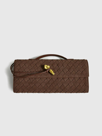 Elegante Clutch Beige Gewebt Damenhandtasche