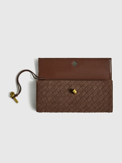 Elegante Clutch Beige Gewebt Damenhandtasche