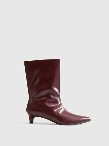 Leder-Stiefeletten Burgunderrot Elegante Damenstiefel - BerlinGlamour