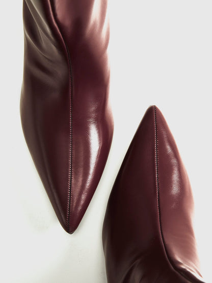 Leder-Stiefeletten Burgunderrot Elegante Damenstiefel