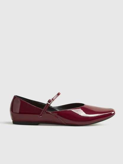 Lackleder Ballerinas Bordeaux Elegantes Damen Schuhe