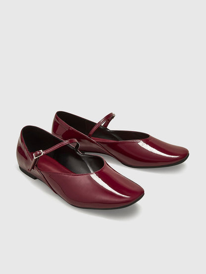 Lackleder Ballerinas Bordeaux Elegantes Damen Schuhe