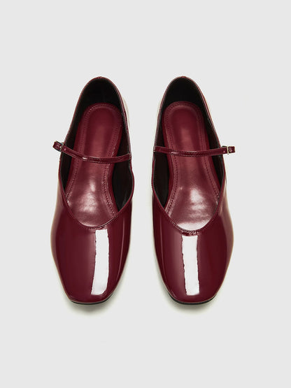 Lackleder Ballerinas Bordeaux Elegantes Damen Schuhe