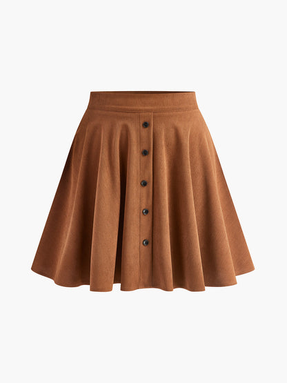 Damenrock Cord mit Knöpfen Elegant - BerlinGlamour