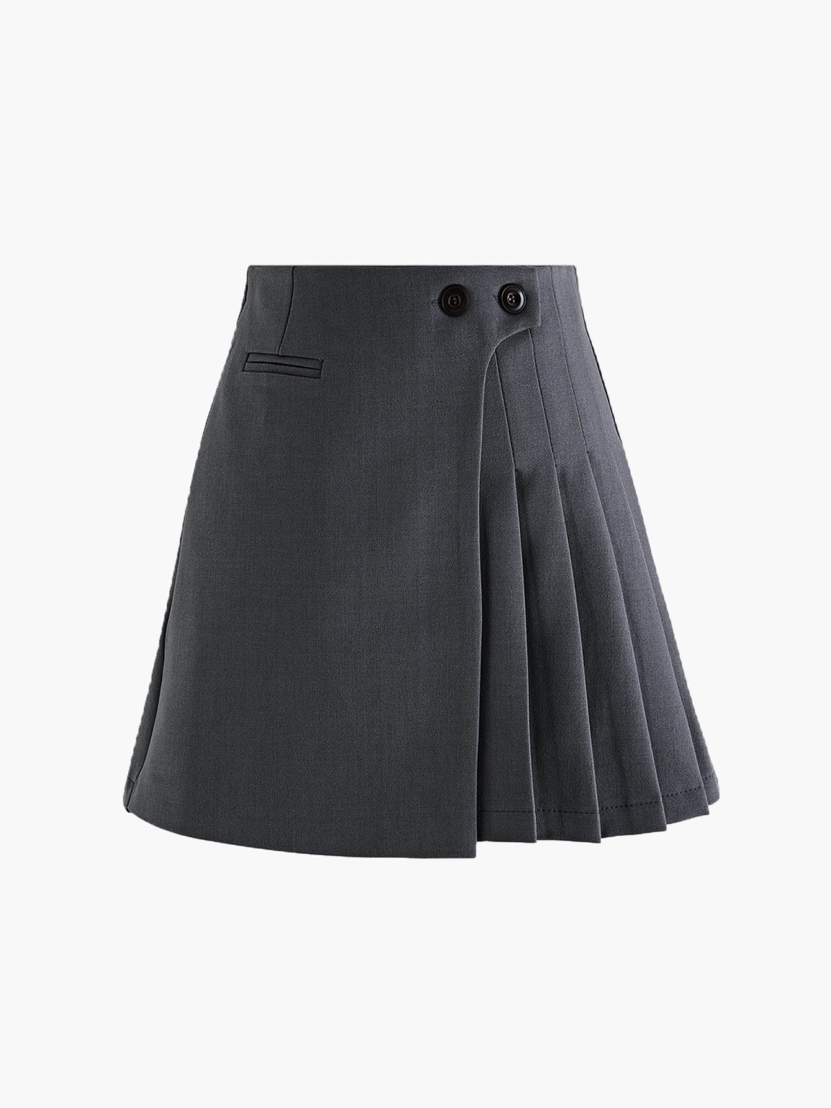 Mila Faltenrock Hoch taille mit Knöpfen und Wollook - BerlinGlamour
