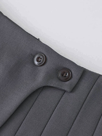 Mila Faltenrock Hoch taille mit Knöpfen und Wollook