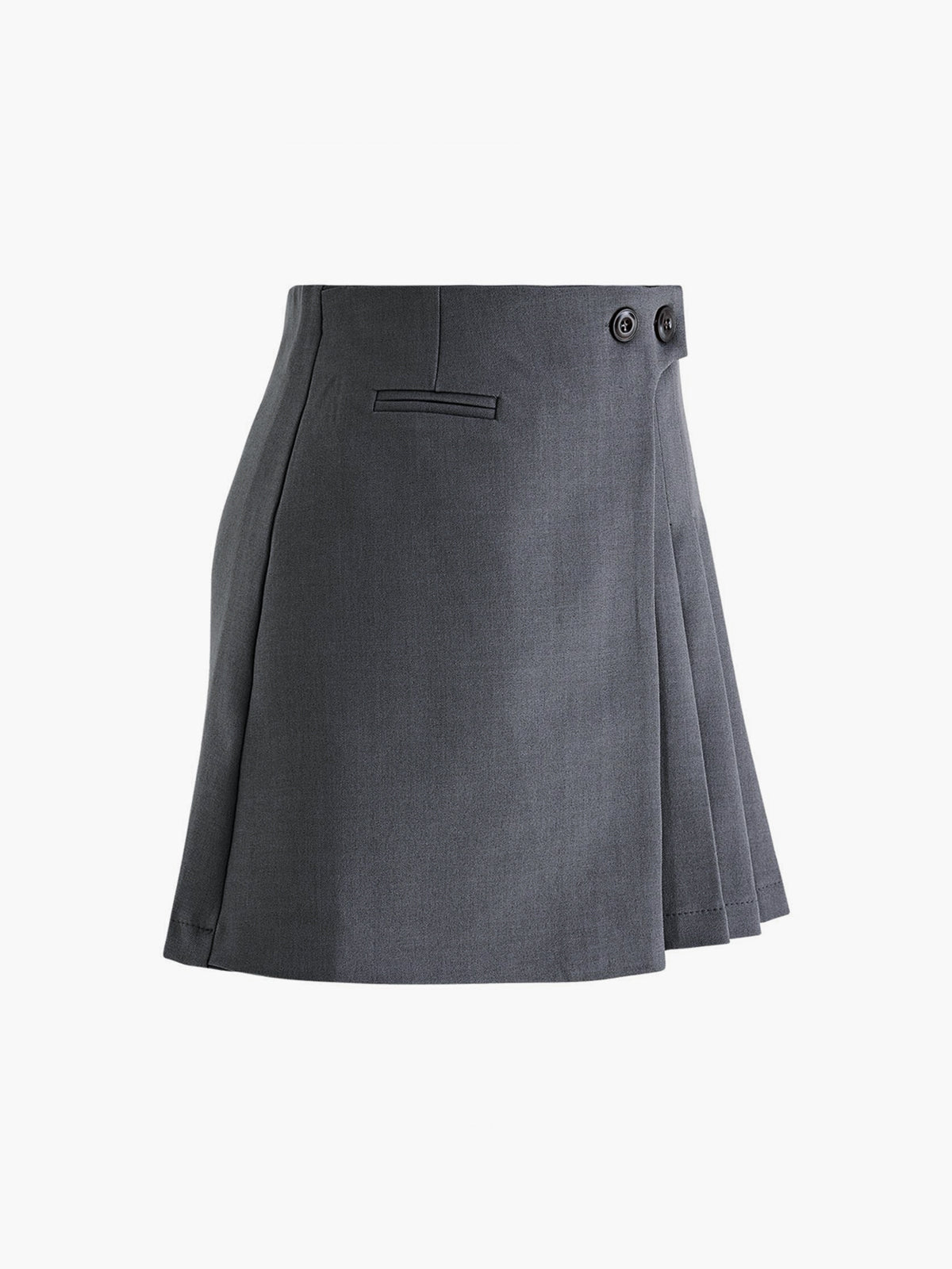 Mila Faltenrock Hoch taille mit Knöpfen und Wollook