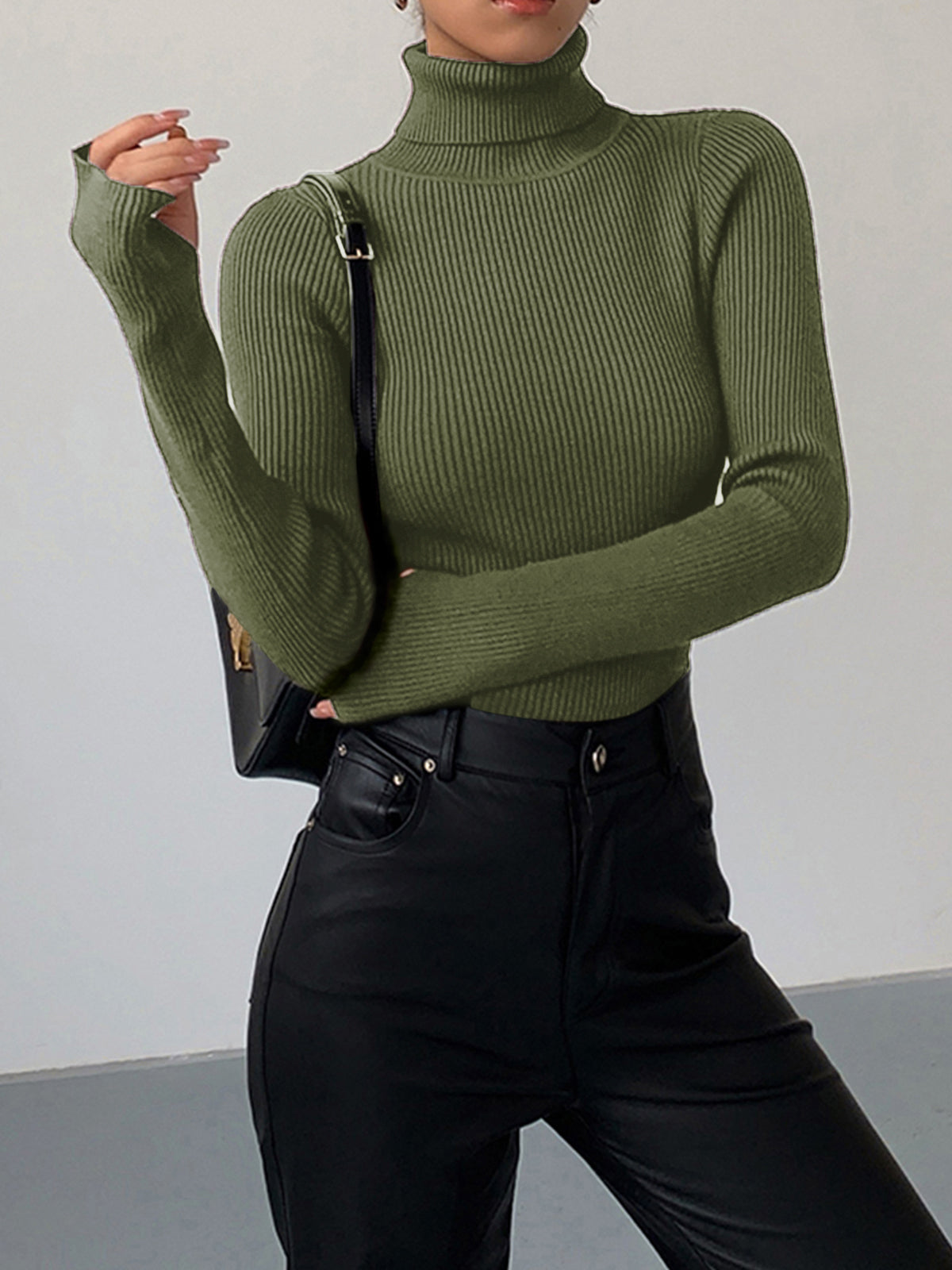 Damen Rollkragenpullover Frühling Stilvoll Gerippt