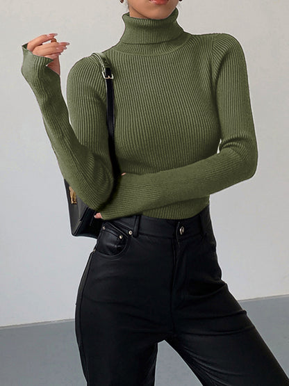 Damen Rollkragenpullover Frühling Stilvoll Gerippt